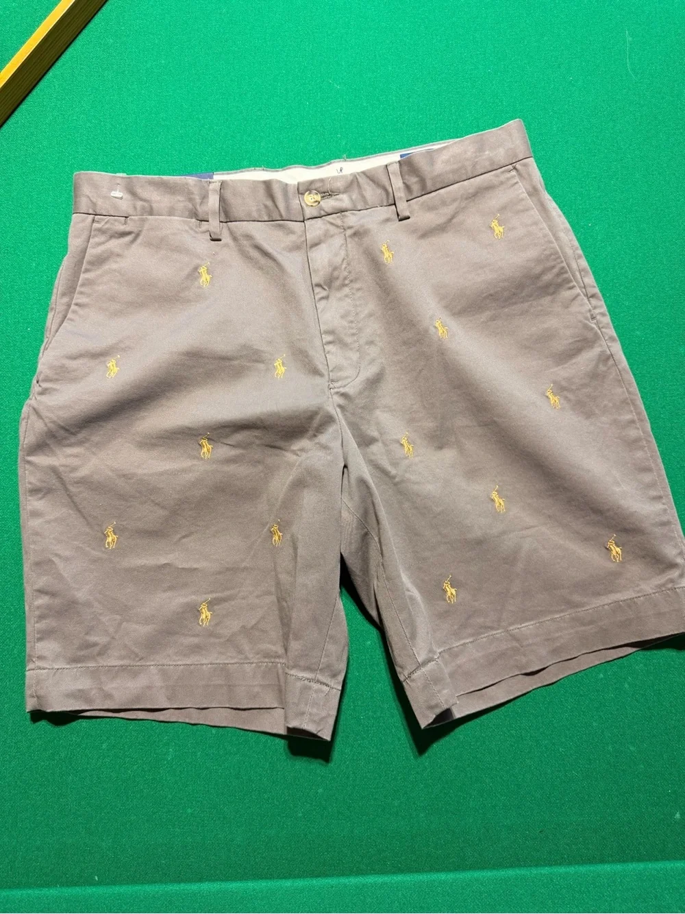 Ralph Lauren Gray Embroidered Polo Chino Shorts with Gold Logos